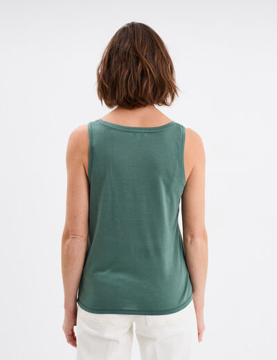 Débardeur col en V vert foncé femme