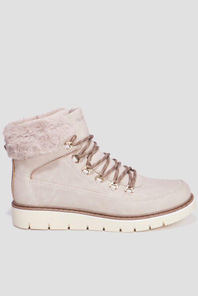 Bottines fourrées à lacets Trappeur taupe femme