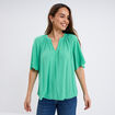 Blouse manches papillons col tunisien vert menthe femme