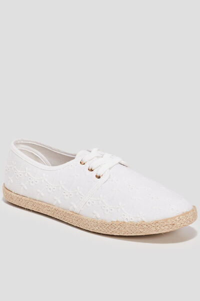 Derbies en toile &agrave; lacets blanc femme