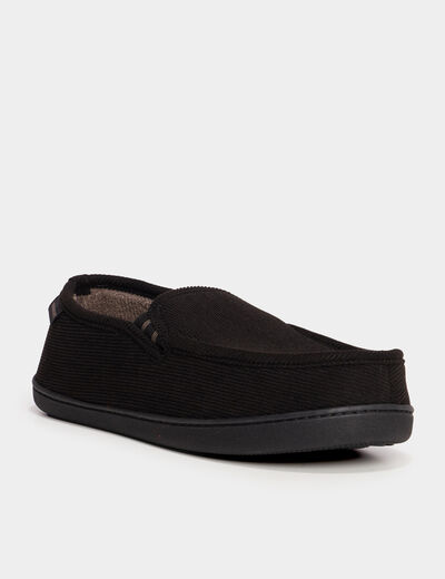 Chaussons mocassins aspect velours noir homme