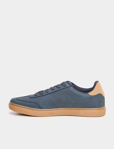 Tennis basses &agrave; lacets bleu marine homme