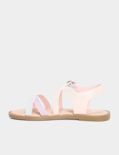Sandales avec brides d'attache cheville rose fille