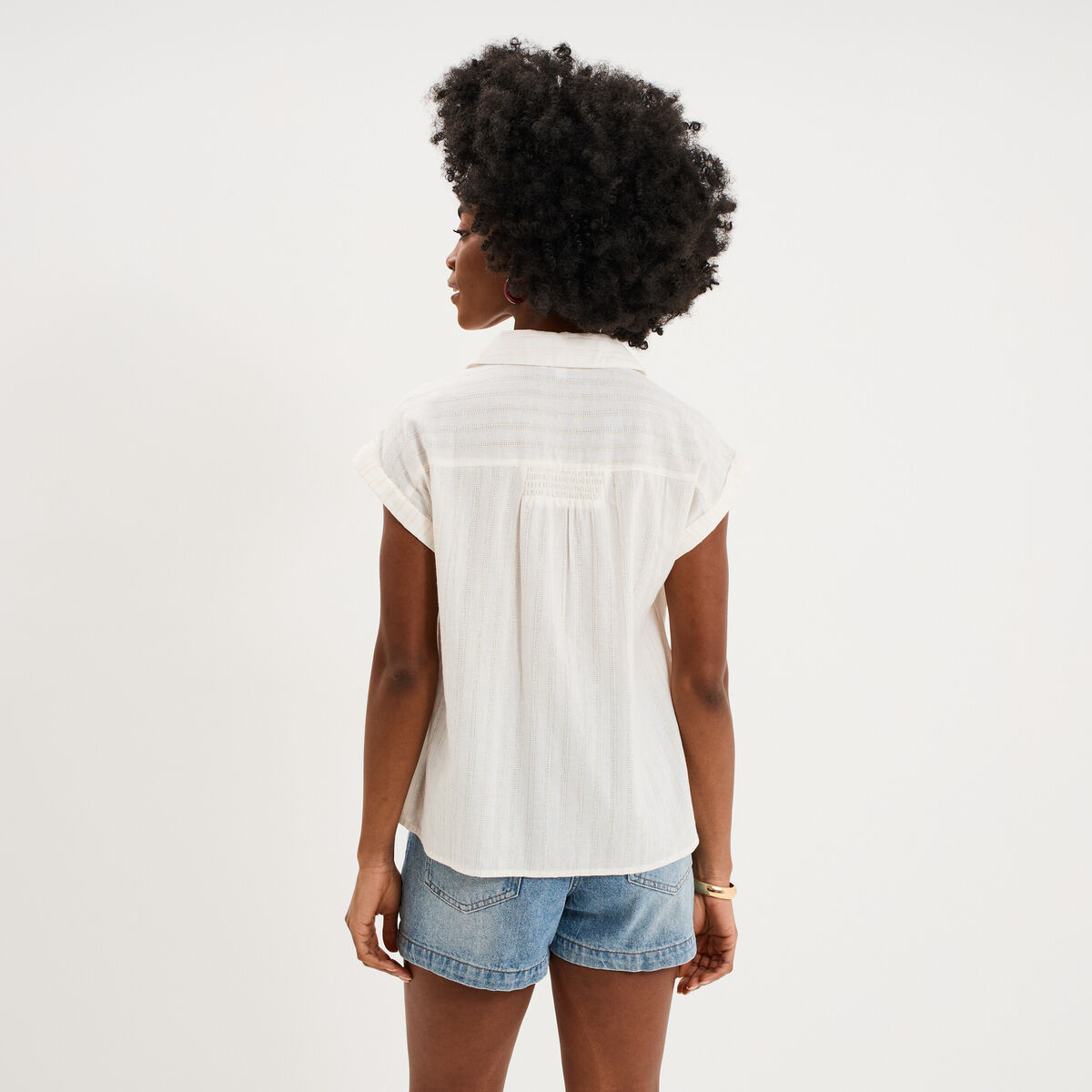 Blouse manches courtes blanc femme