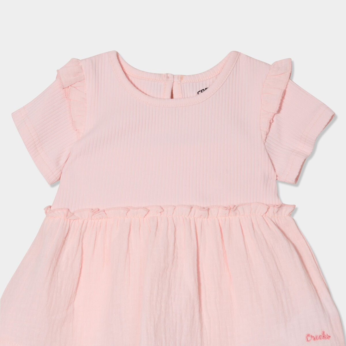 Ensemble tunique et legging gaze coton rose clair bébé fille