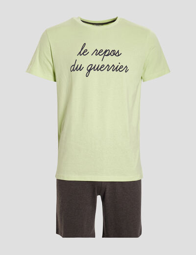 Ensemble pyjama 2 pièces vert anis homme