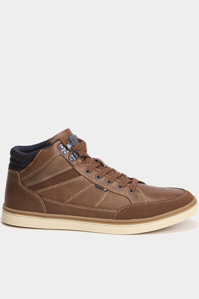 Baskets montantes &agrave; lacets marron clair homme
