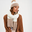 Ensemble &eacute;charpe et bonnet sable femme