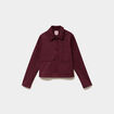 Veste effet su&eacute;dine boutonn&eacute;e violet fonc&eacute; femme