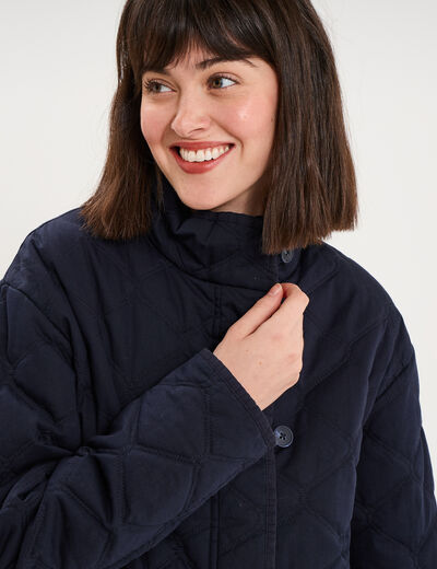 Veste matelass&eacute;e taille ajustable bleu fonc&eacute; femme