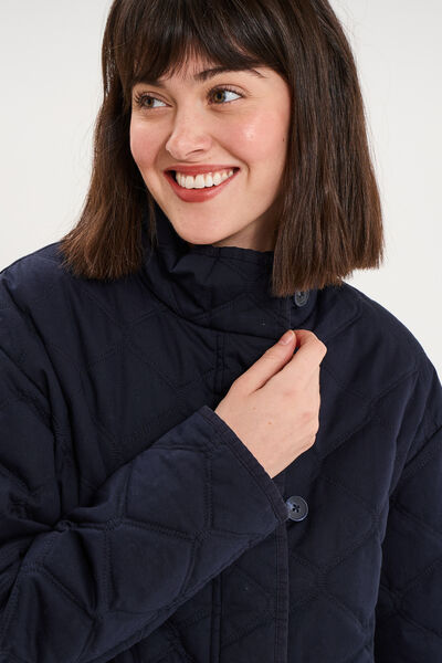 Veste matelass&eacute;e taille ajustable bleu fonc&eacute; femme