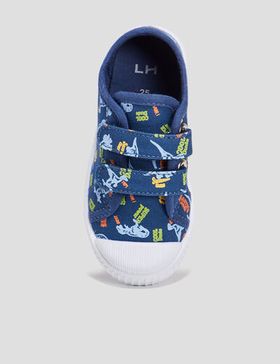 Tennis en toile à scratchs bleu garçon