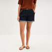 Short chino mom en jean ceintur&eacute; denim brut femme
