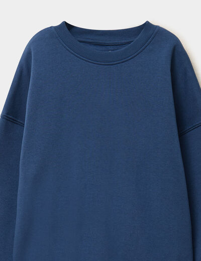 Sweat oversize manches longues col rond bleu fonc&eacute; gar&ccedil;on