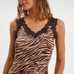 D&eacute;bardeur avec dentelle col en V beige moyen femme