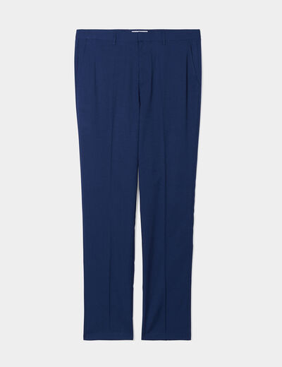 Pantalon droit avec pinces bleu electrique homme
