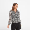 Blouse manches longues col montant noir femme