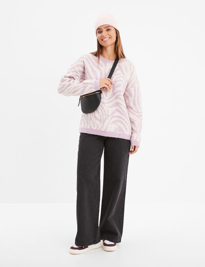 Pull col rond manches longues Liberto ecru femme