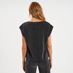 T-shirt manches courtes col en V gris argent femme