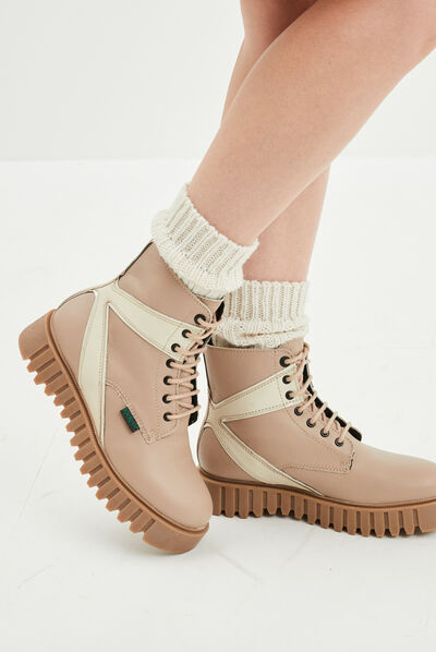 Bottines en cuir Kickers Kickfab sable femme