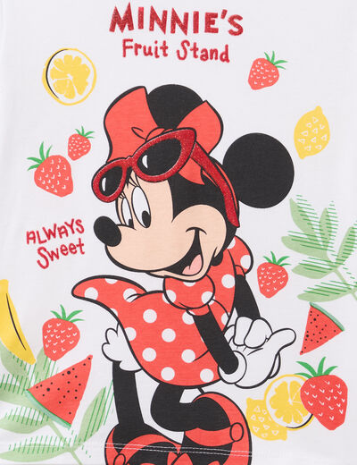 T-shirt coton manches courtes Minnie blanc fille