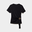 T-shirt ajust&eacute; manches courtes col rond noir femme
