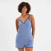 Haut de pyjama débardeur à bretelles bleu gris femme
