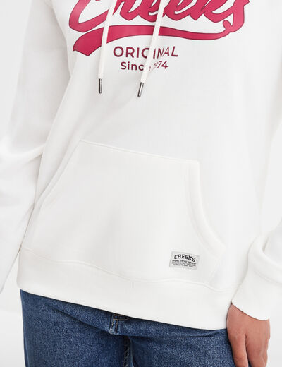 Sweat &agrave; capuche hoodie blanc femme