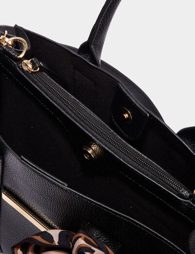 Sac à main détail foulard noir femme