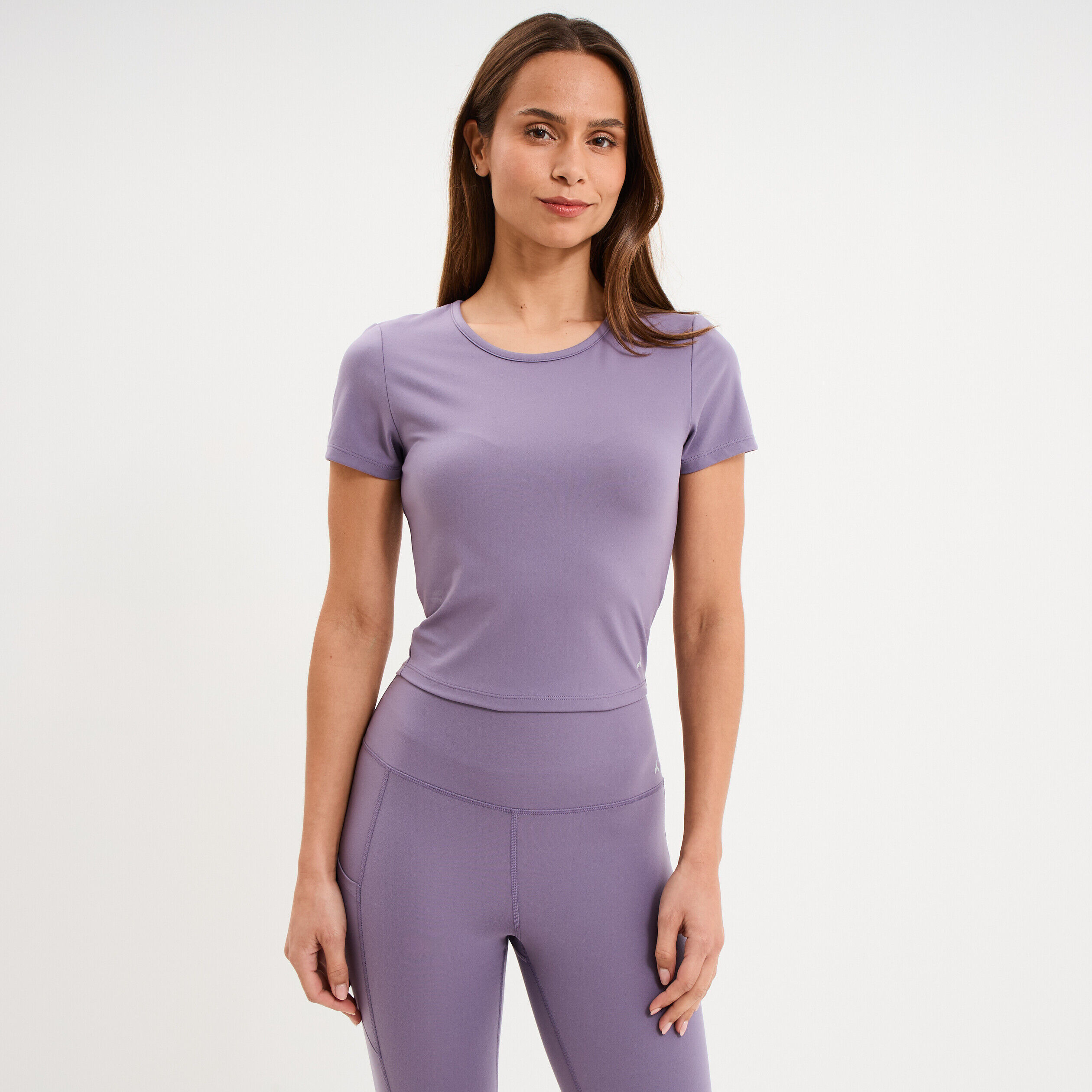 T-shirt de sport court ajusté violet femme