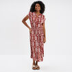 Robe midi crépon col tunisien terracotta femme