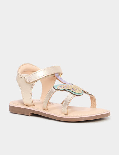 Sandales plates en cuir multicolore fille