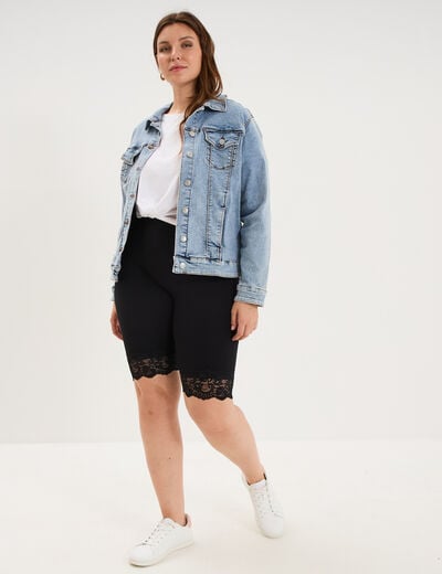 Short legging cycliste &agrave; dentelle noir femme grande taille