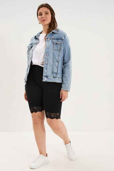 Short legging cycliste &agrave; dentelle noir femme grande taille