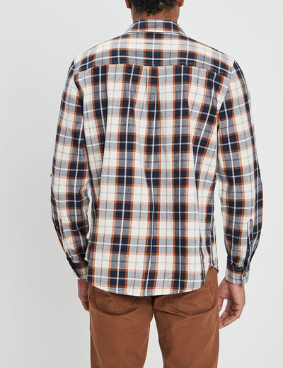 Chemise droite manches retroussées camel homme