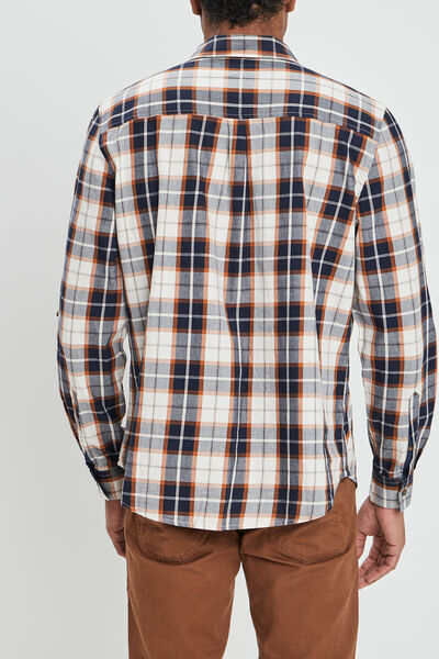 Chemise droite manches retrouss&eacute;es camel homme
