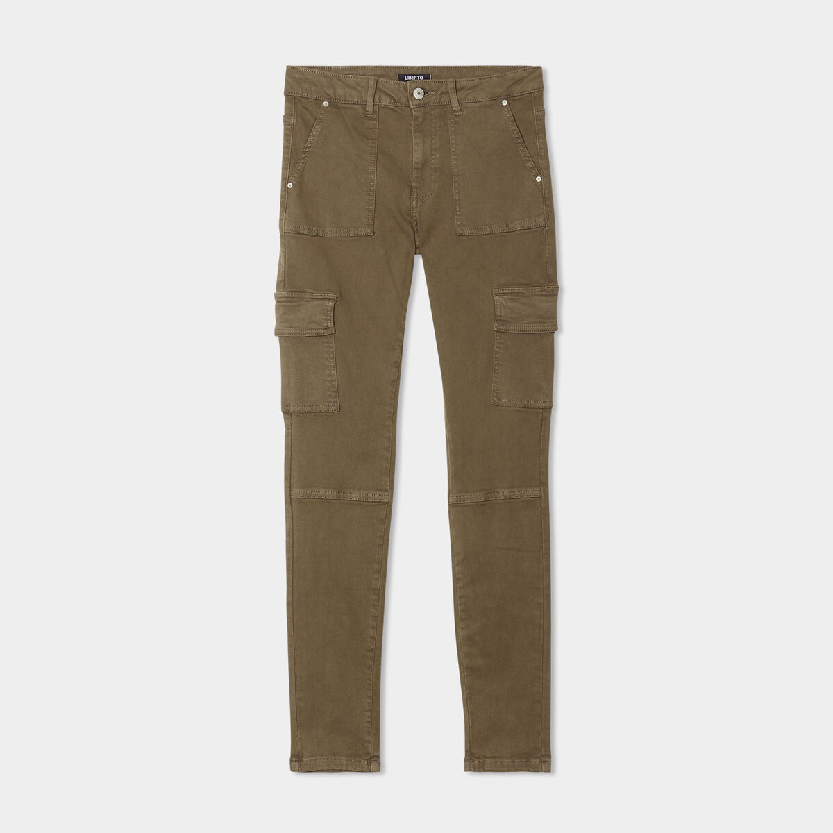 Pantalon cargo skinny 7/8ème Liberto marron foncé femme