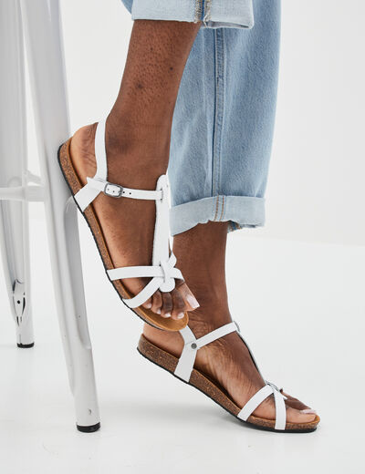 Sandales plates en cuir Creeks blanc femme