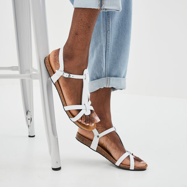 sandales plates en cuir creeks blanc femme Sandales plates en cuir Creeks blanc femme