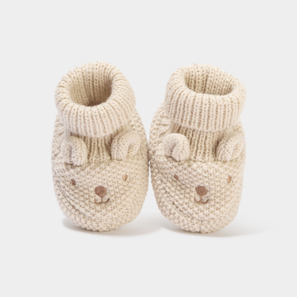 Chaussettes d'int&eacute;rieur tricot&eacute;es taupe b&eacute;b&eacute;