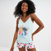 Ensemble pyjama short débardeur Stitch bleu turquoise femme