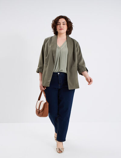 Jeans mom 7/8ème taille haute denim brut femme grande taille
