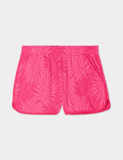 Short avec taille élastiquée rose fushia femme