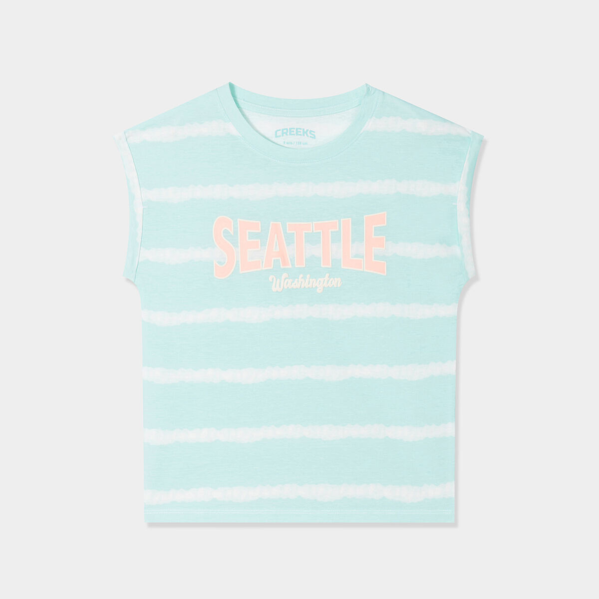 T-shirt col rond manches courtes Creeks bleu clair fille
