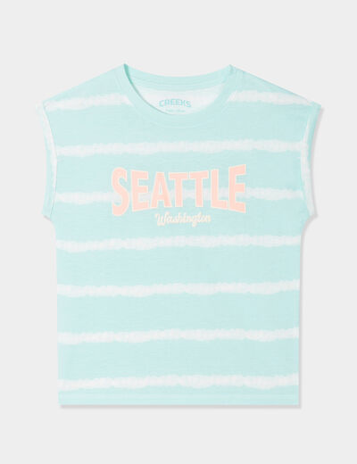 T-shirt col rond manches courtes Creeks bleu clair fille