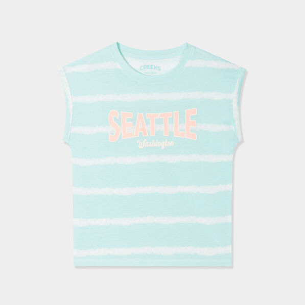 T-shirt col rond manches courtes Creeks bleu clair fille