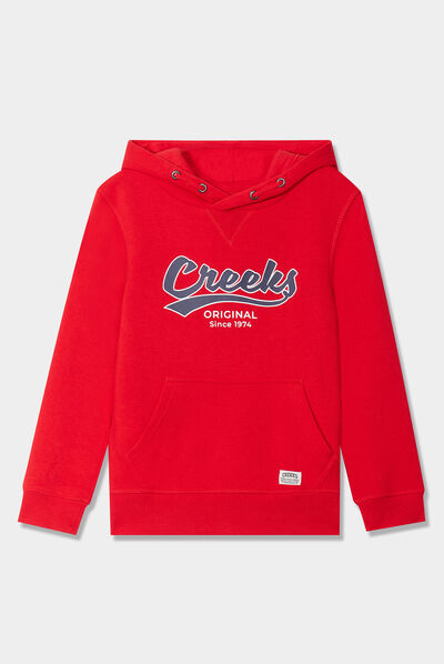 Sweat à capuche hoodie Creeks rouge garçon
