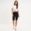 Short cycliste de sport c&ocirc;tel&eacute; stretch noir femme