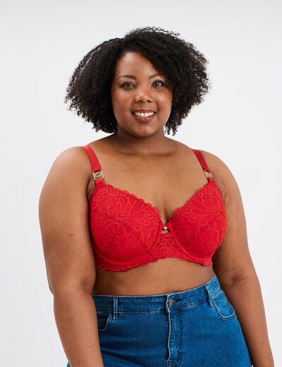 Soutien-gorge emboîtant dentelle rouge femme grande taille