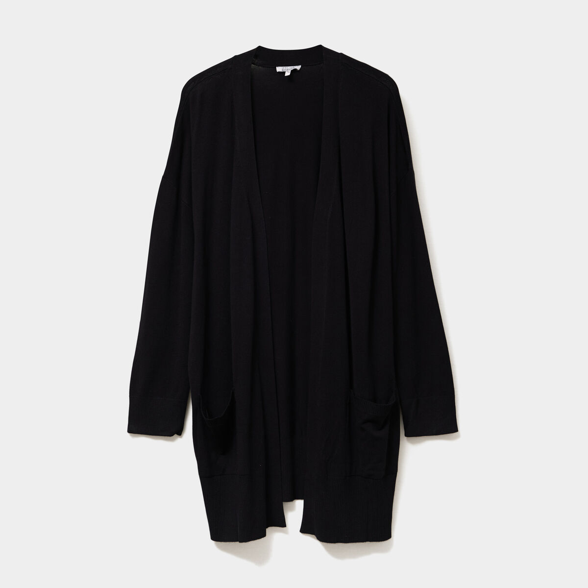 Gilet long avec poches noir femme grande taille